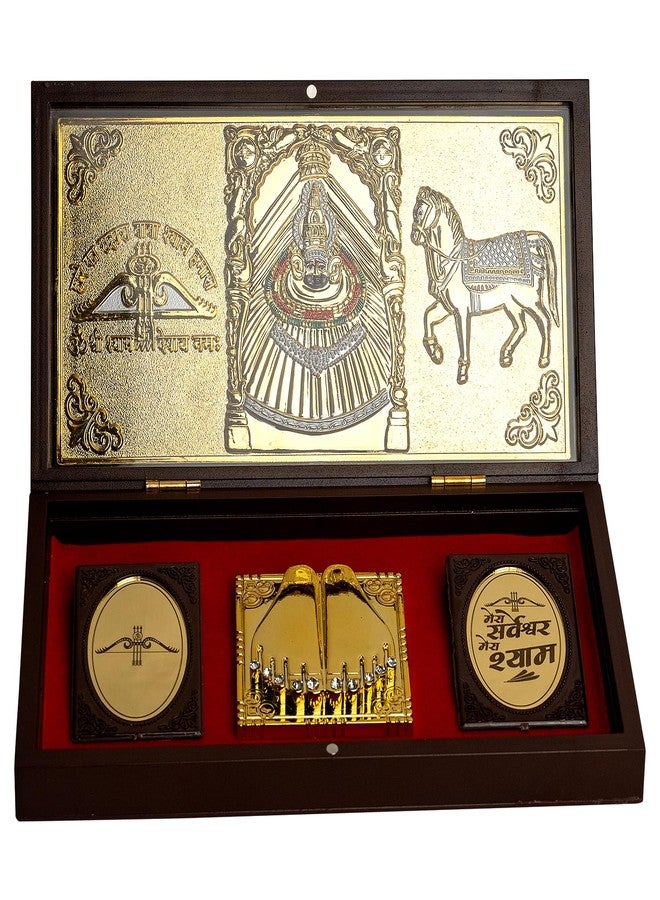 Piepot l Khatu Shyam Baba Charan Paduka Prayer Box l Devotional Charan Paduka Set l Khatu Shyam Ji Frame, Gifting, Pooja Mandir, Home Décor - Image 1